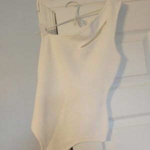 One Shoulder White Bodysuit